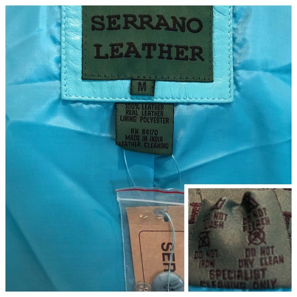 SERRANO LEATHER Teal Blue Blazer Jacket NWT - Picture 6 of 8